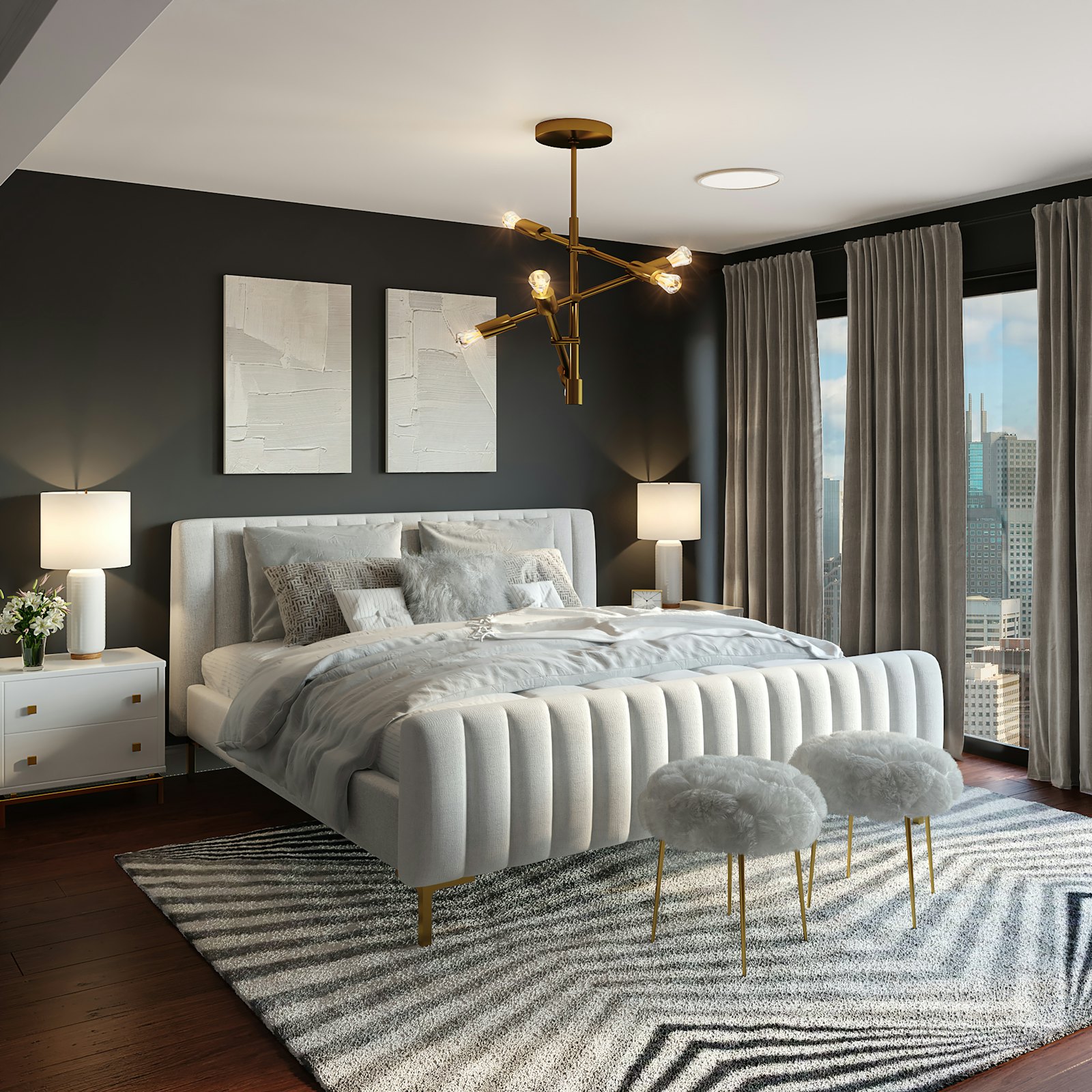 Channel-Tufted Statement Bed