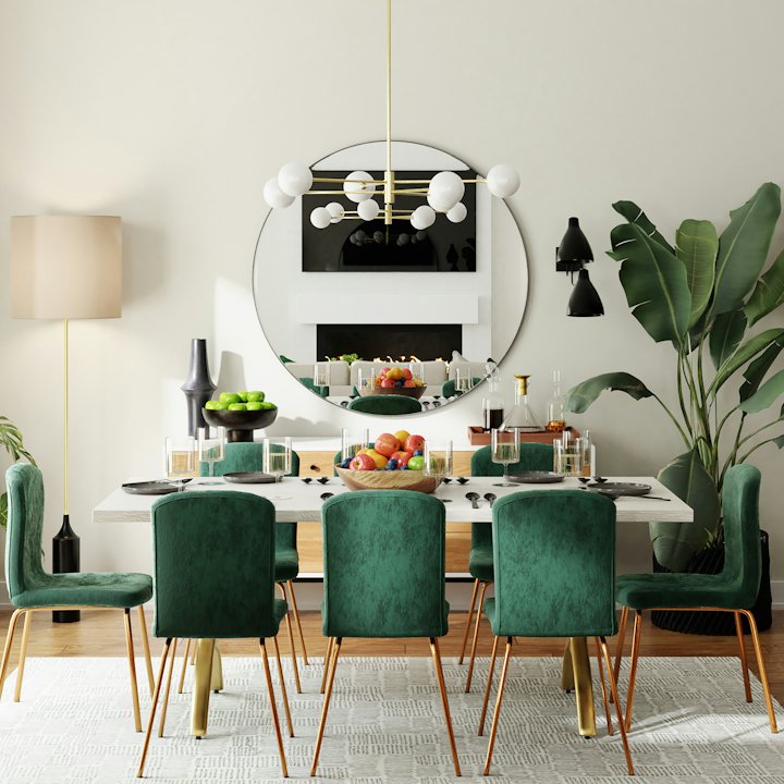 Emerald Velvet Dining Set